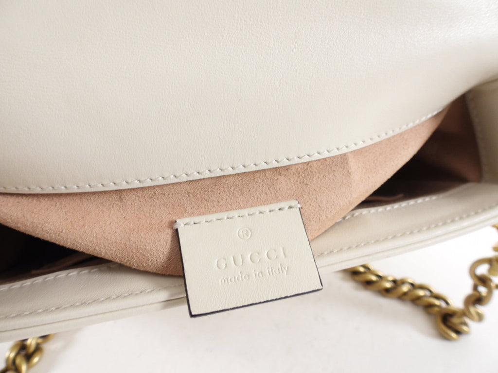Gucci Marmont Ivory Leather Mini Top Handle Bag
