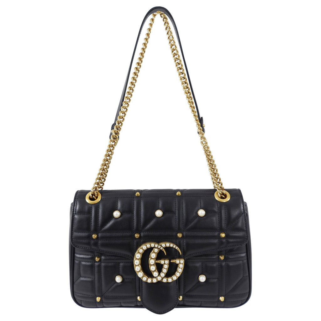 Gucci Marmont 2.0 Medium Flap Pearl Stud Flap Bag