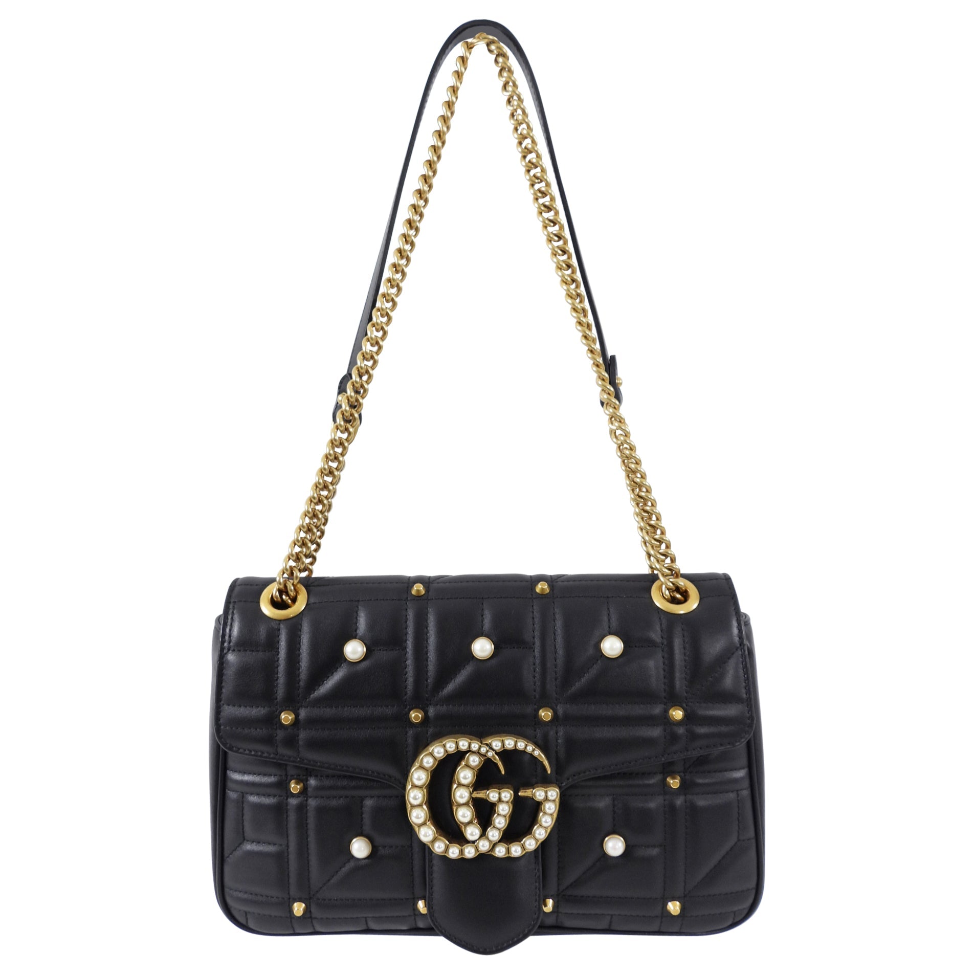 Gucci Marmont 2.0 Medium Flap Pearl Stud Flap Bag