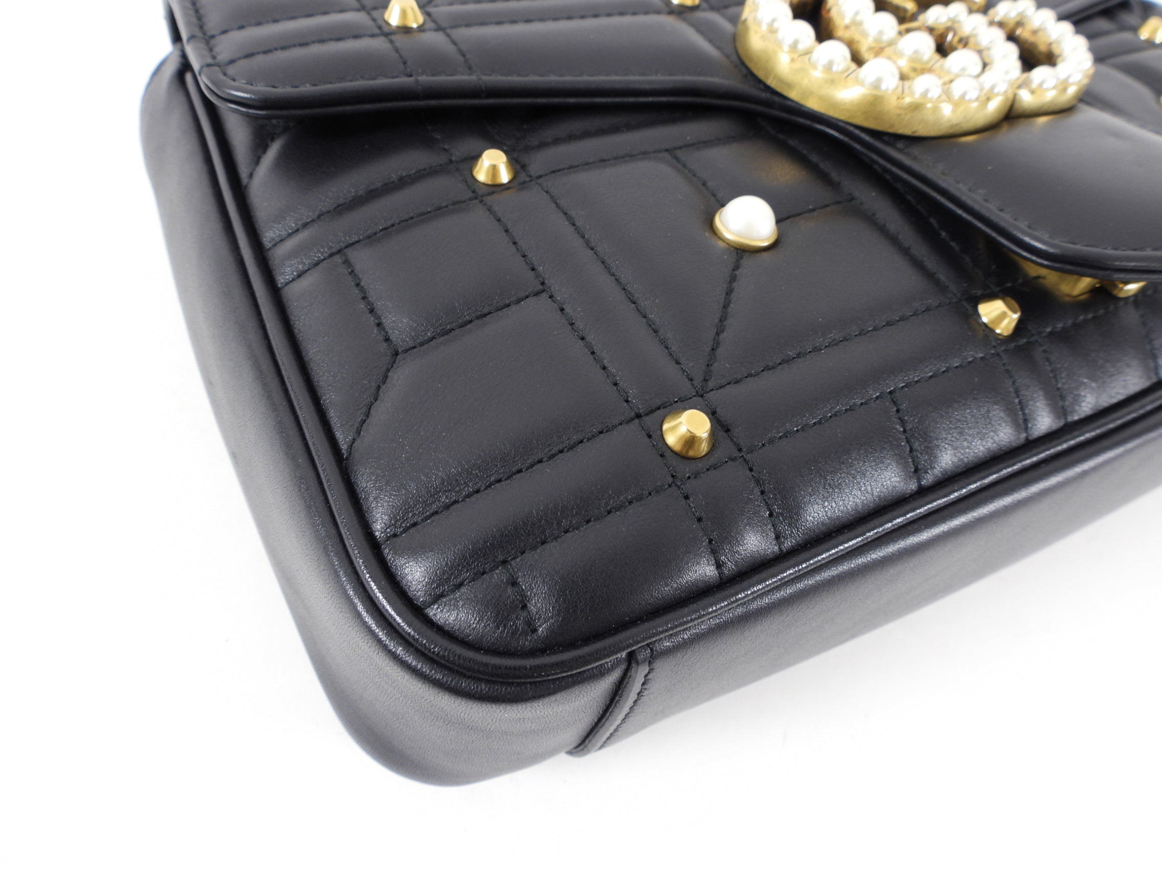 Gucci Marmont 2.0 Medium Flap Pearl Stud Flap Bag