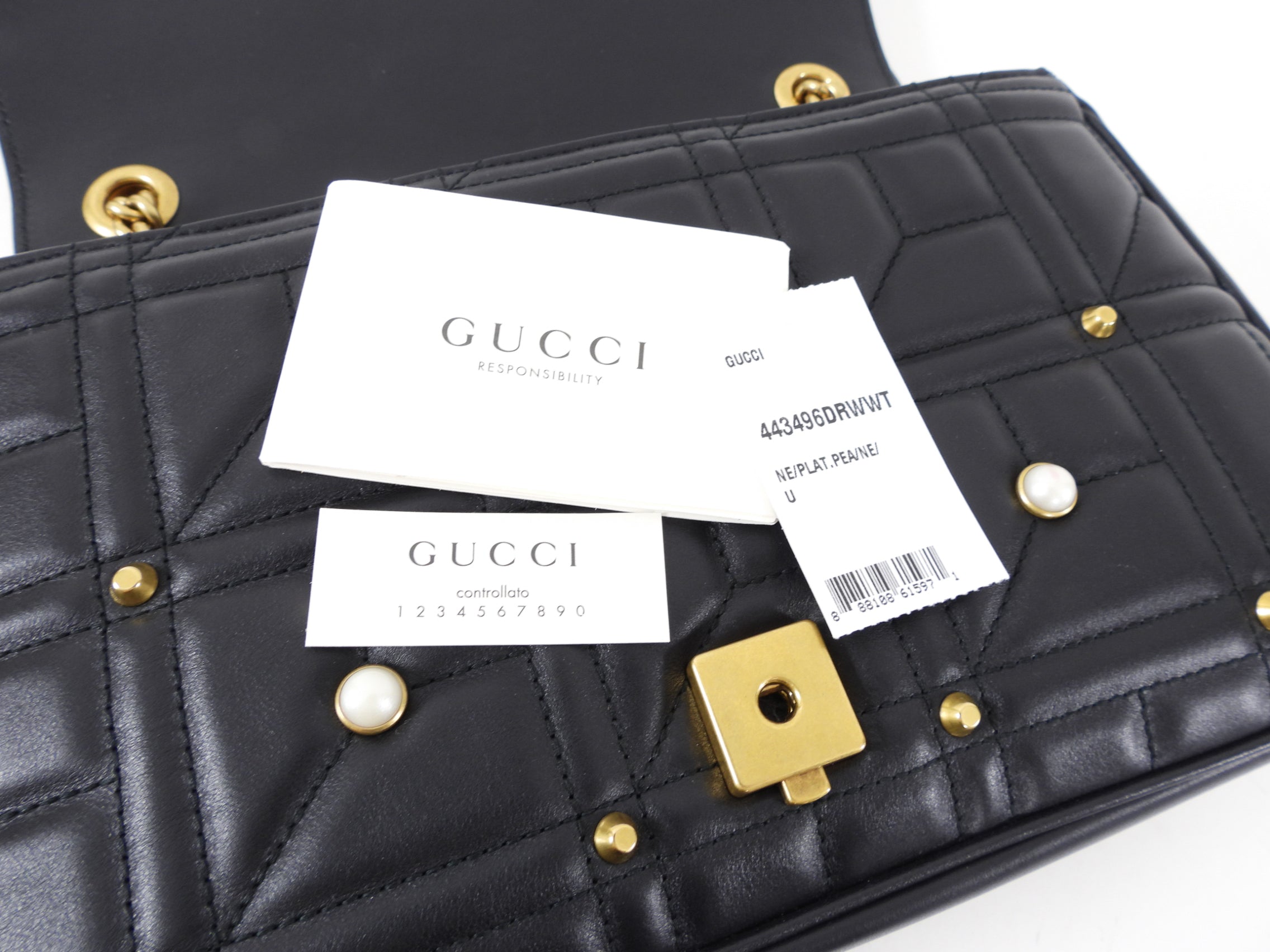 Gucci Marmont 2.0 Medium Flap Pearl Stud Flap Bag