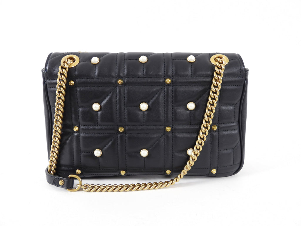 Gucci Marmont 2.0 Medium Flap Pearl Stud Flap Bag
