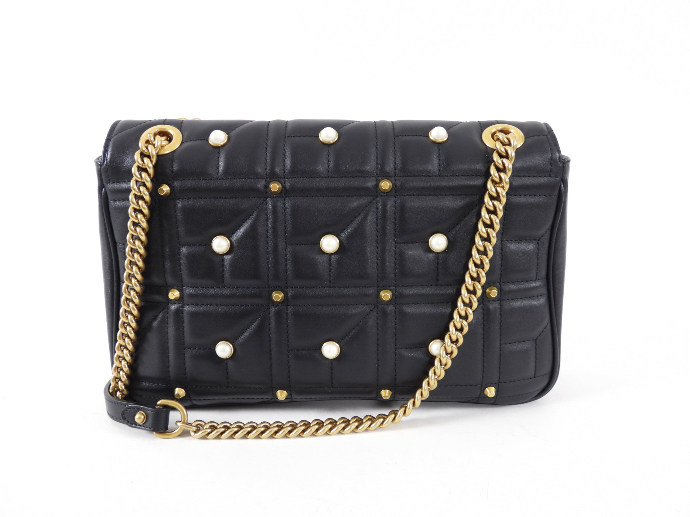 Gucci Marmont 2.0 Medium Flap Pearl Stud Flap Bag