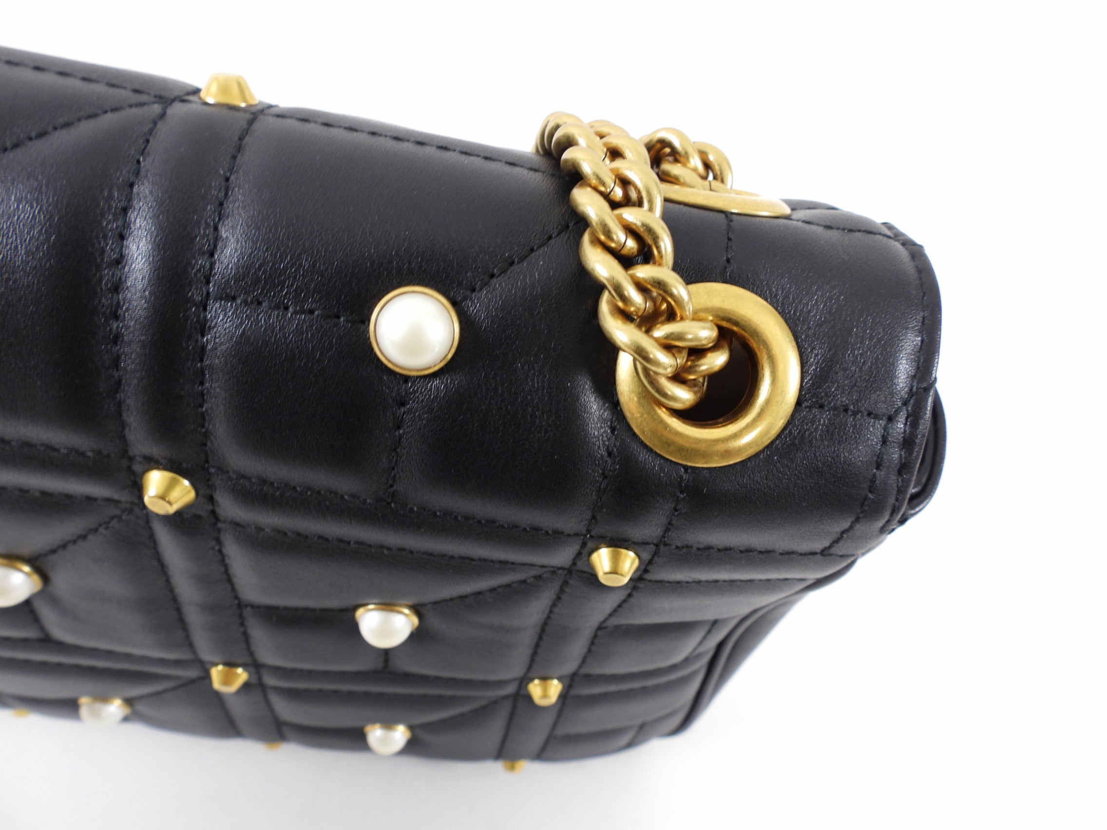 Gucci Marmont 2.0 Medium Flap Pearl Stud Flap Bag