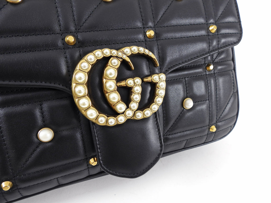 Gucci Marmont 2.0 Medium Flap Pearl Stud Flap Bag