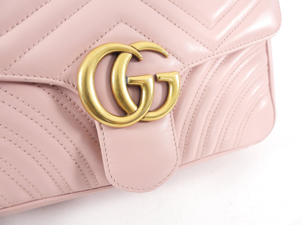 Gucci Marmont Matelasse Small Pink Flap Bag
