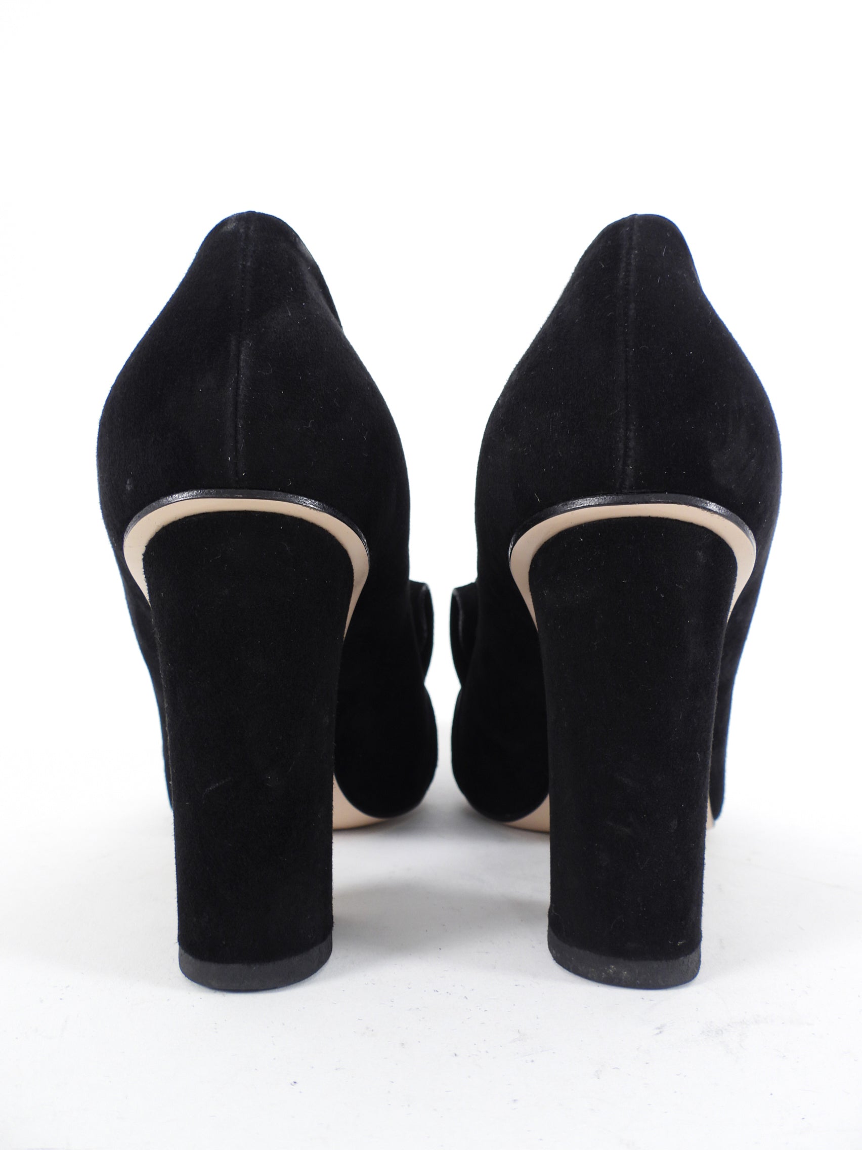 Gucci Marmont Black Suede Block Heel Pumps - 39