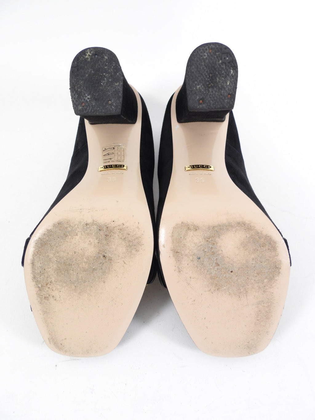 Gucci Marmont Black Suede Block Heel Pumps - 39