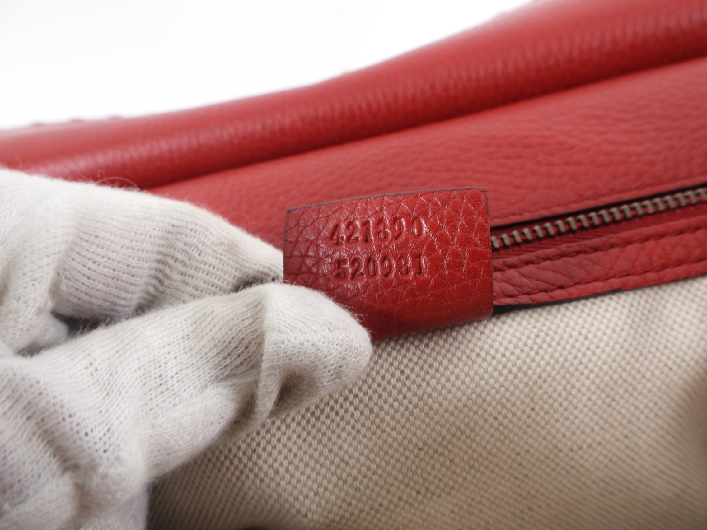 Gucci Red Leather Marmont Top Handle Two-Way Bag