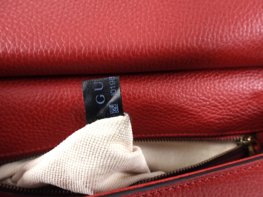Gucci Red Leather Marmont Top Handle Two-Way Bag