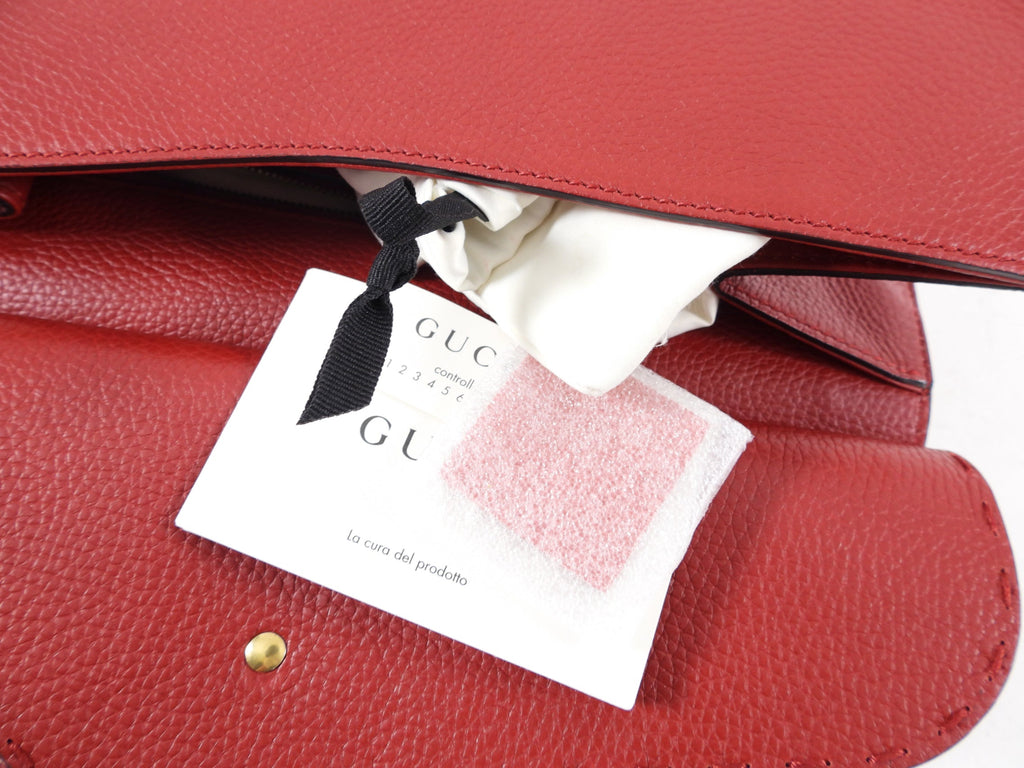 Gucci Red Leather Marmont Top Handle Two-Way Bag