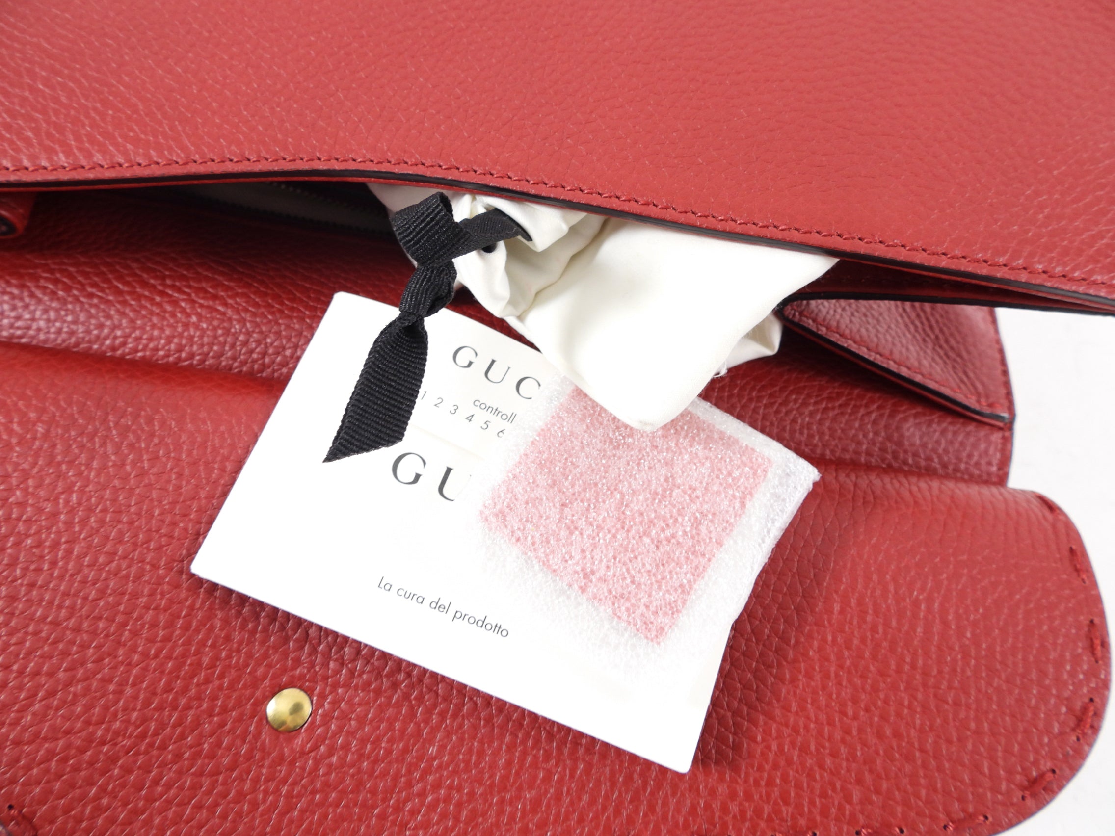 Gucci Red Leather Marmont Top Handle Two-Way Bag
