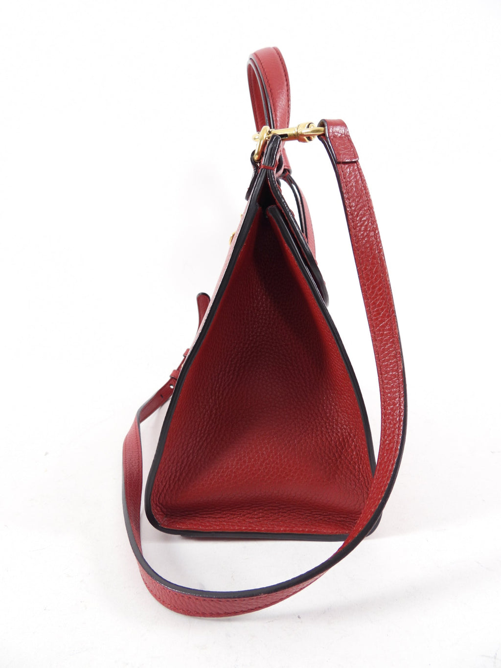 Gucci Red Leather Marmont Top Handle Two-Way Bag