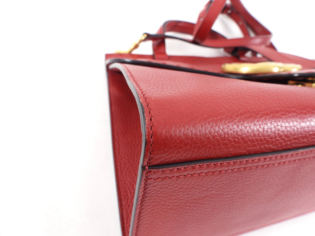Gucci Red Leather Marmont Top Handle Two-Way Bag
