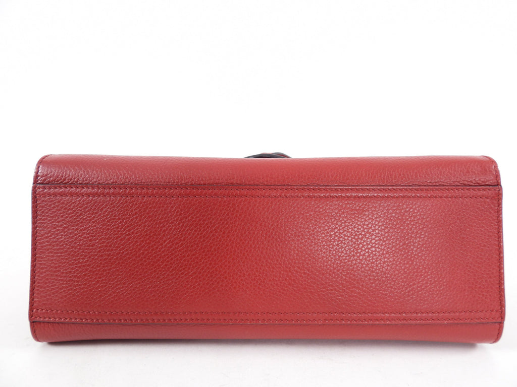 Gucci Red Leather Marmont Top Handle Two-Way Bag
