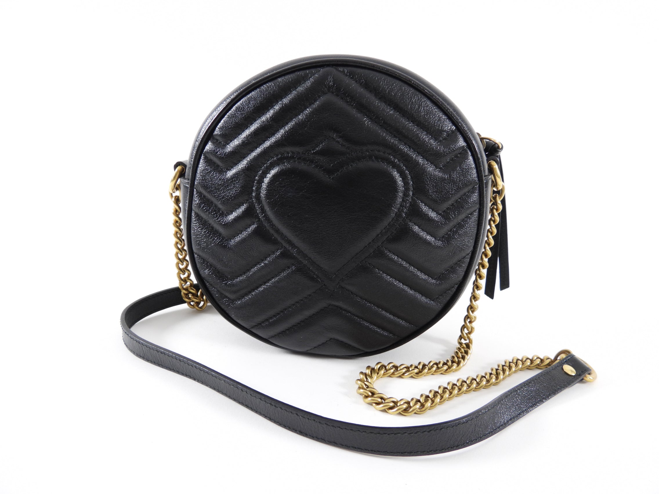 Gucci Marmont Quilted Round Crossbody Chain Bag