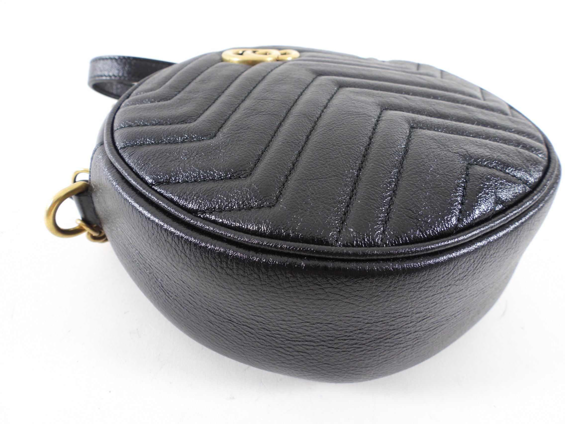 Gucci Black Quilted Leather Round Marmont Crossbody Bag