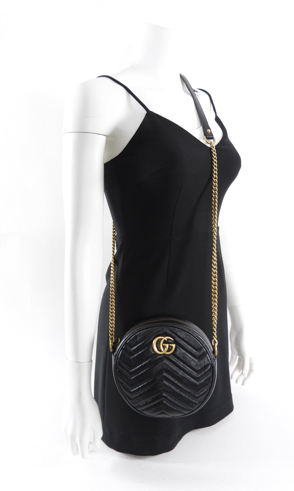 Gucci Black Quilted Leather Round Marmont Crossbody Bag