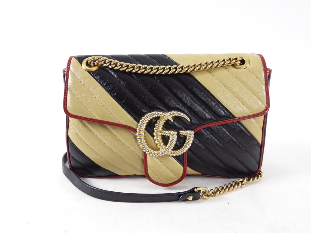 Gucci Marmont Medium Torchon Diagonal Stripe Flap Bag