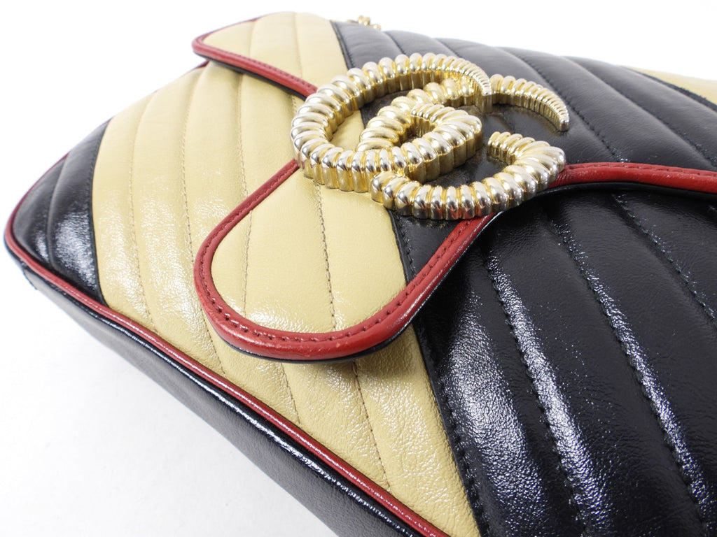 Gucci Marmont Medium Torchon Diagonal Stripe Flap Bag