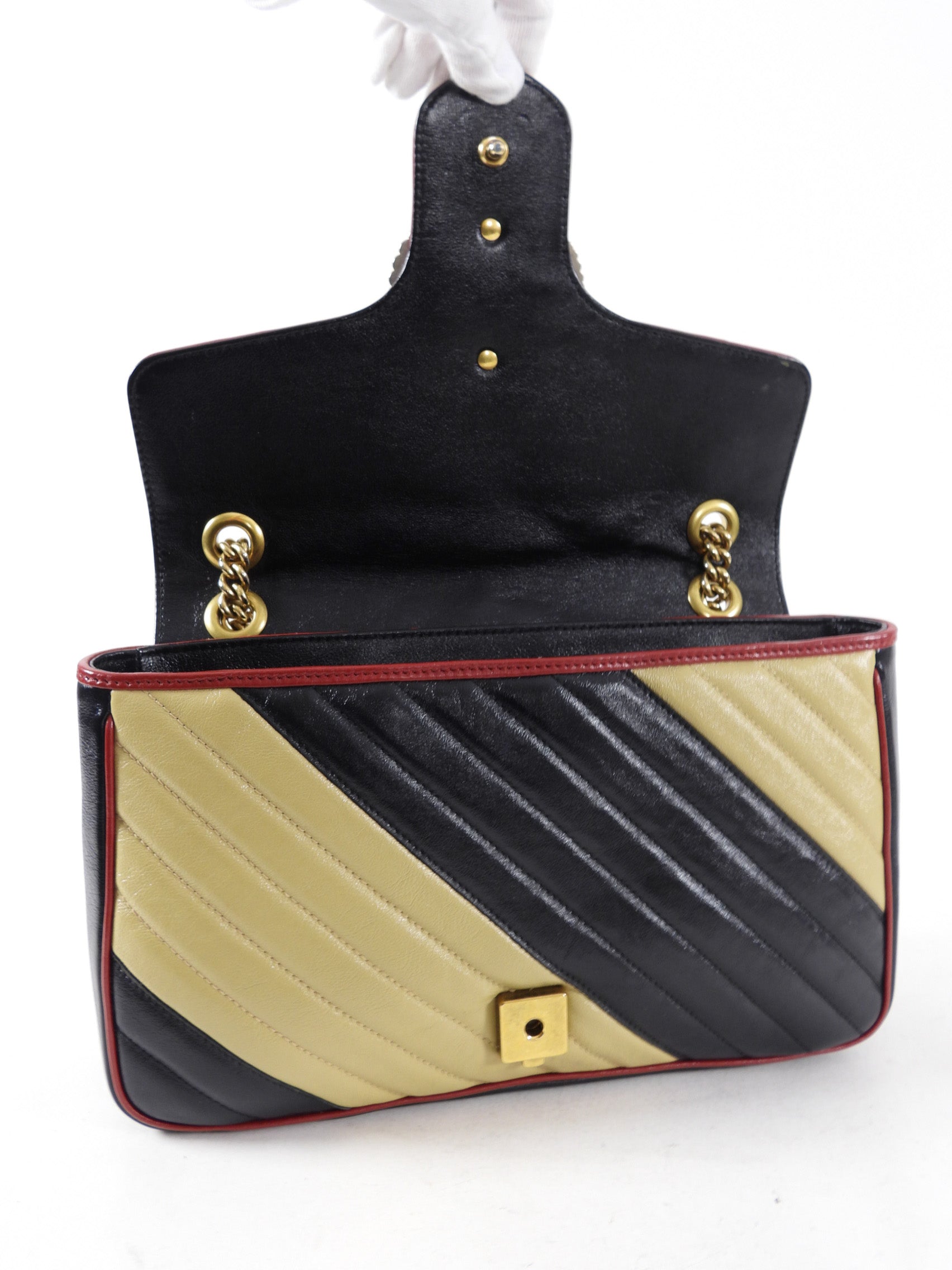 Gucci Marmont Medium Torchon Diagonal Stripe Flap Bag