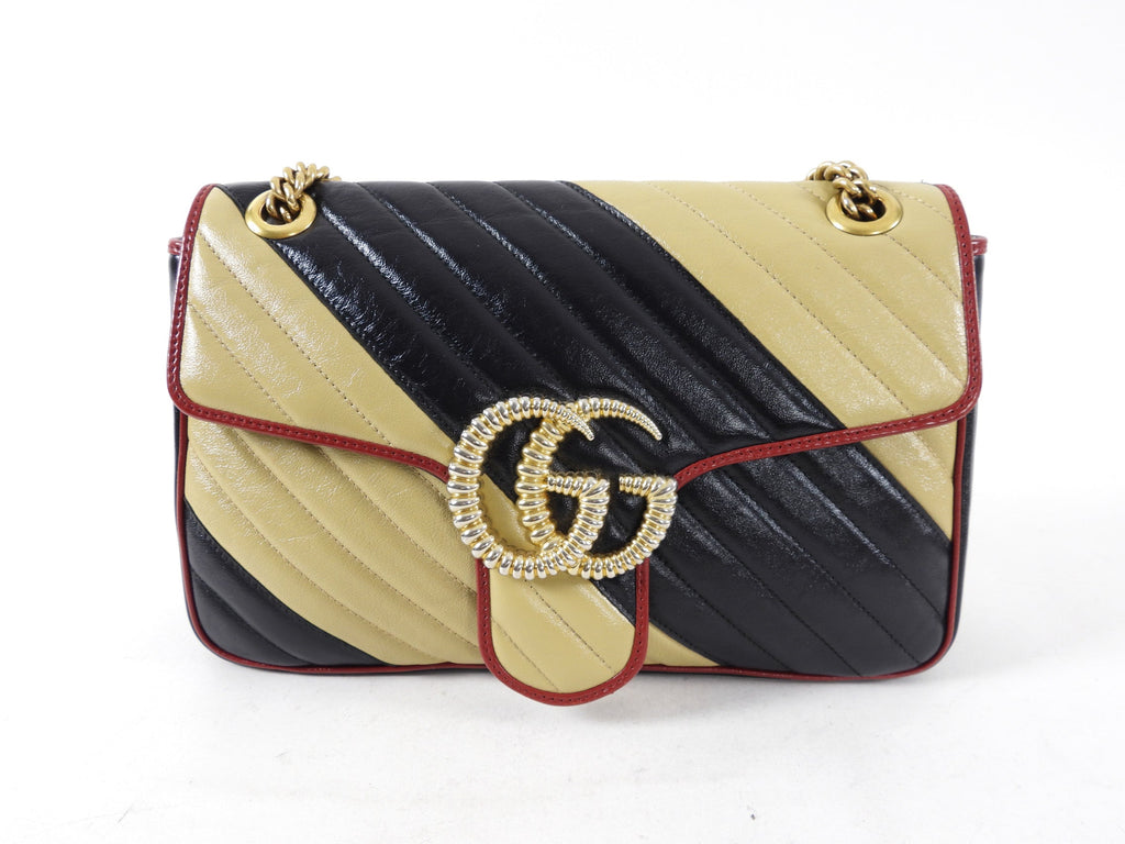 Gucci Marmont Medium Torchon Diagonal Stripe Flap Bag