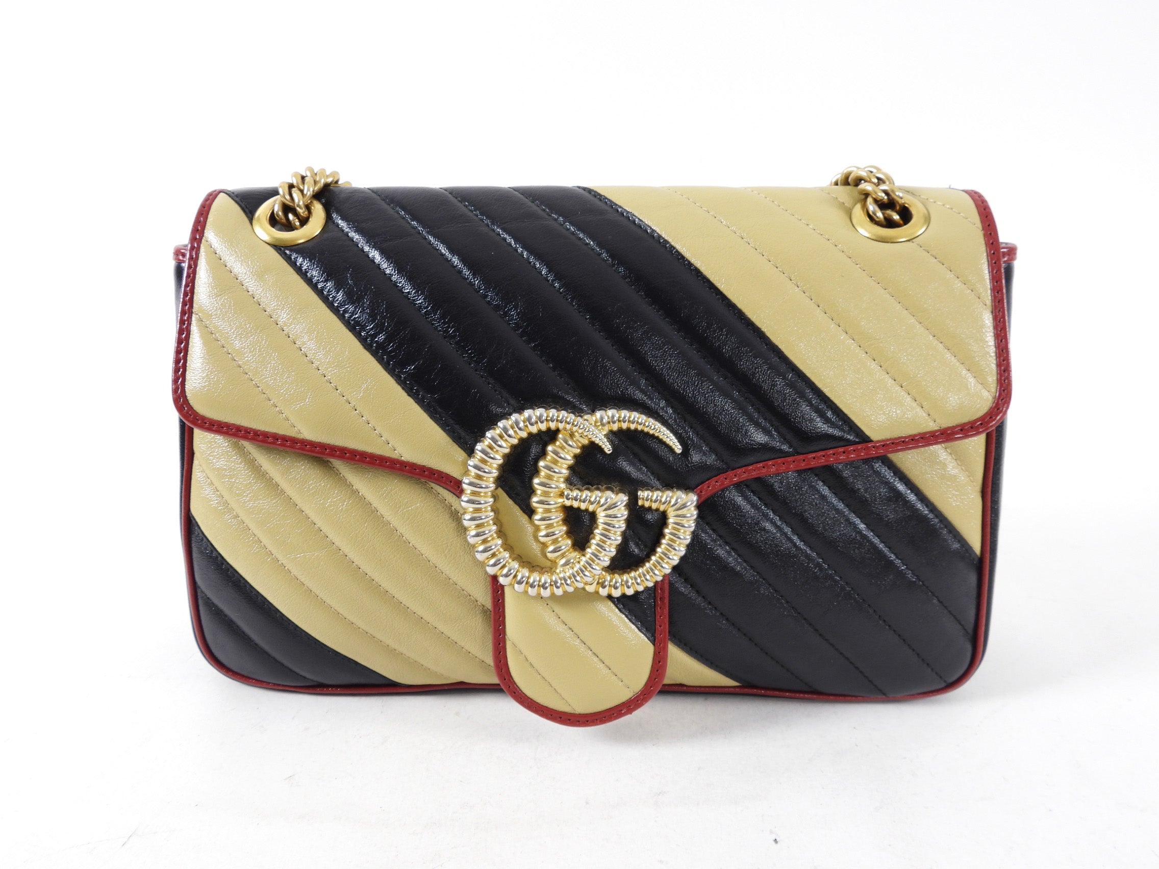 Gucci Marmont Medium Torchon Diagonal Stripe Flap Bag