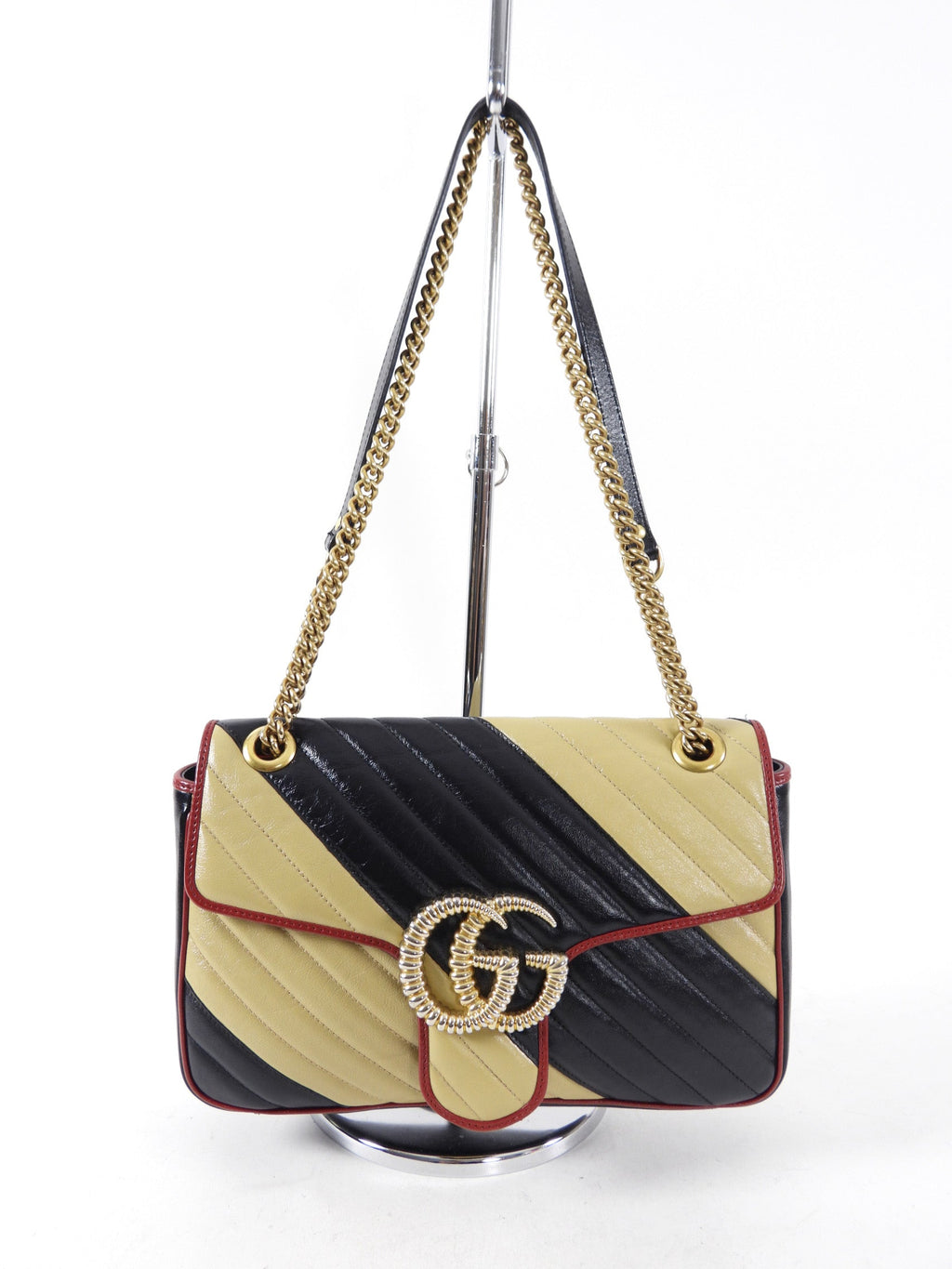 Gucci Marmont Medium Torchon Diagonal Stripe Flap Bag