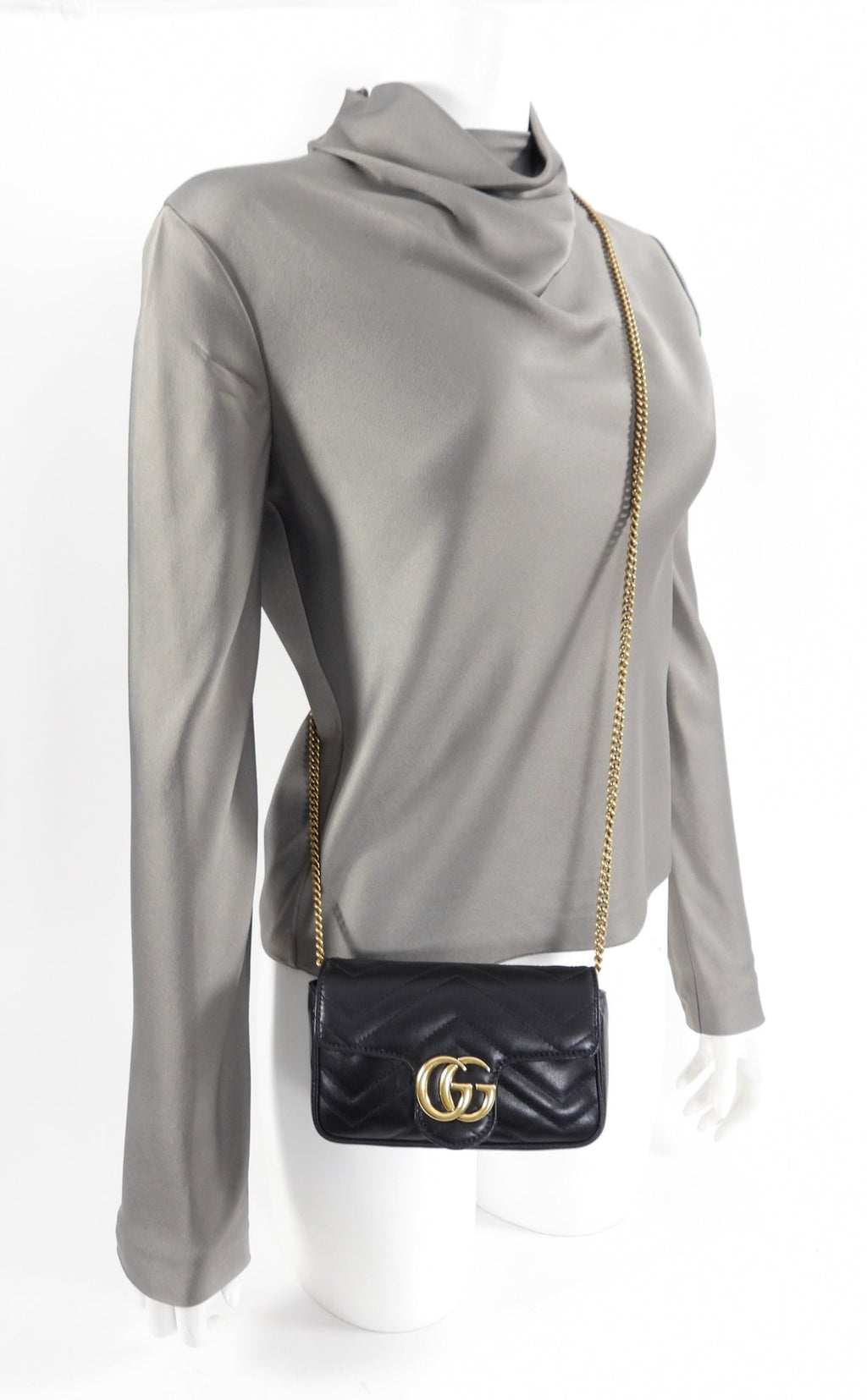 Gucci Black Leather Marmont Matelasse Super Mini Bag