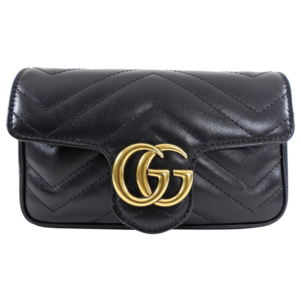 Gucci Black Leather Marmont Matelasse Super Mini Bag
