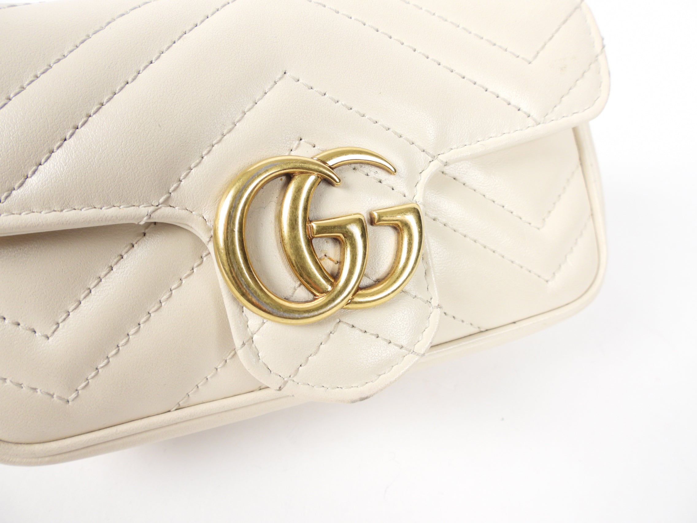 Gucci Ivory Super Mini Matelasse Marmont Bag