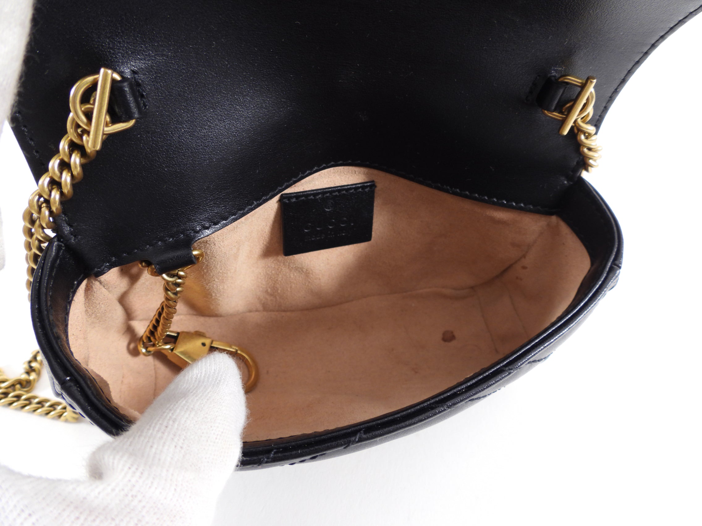 Gucci Black Leather Marmont Matelasse Super Mini Bag