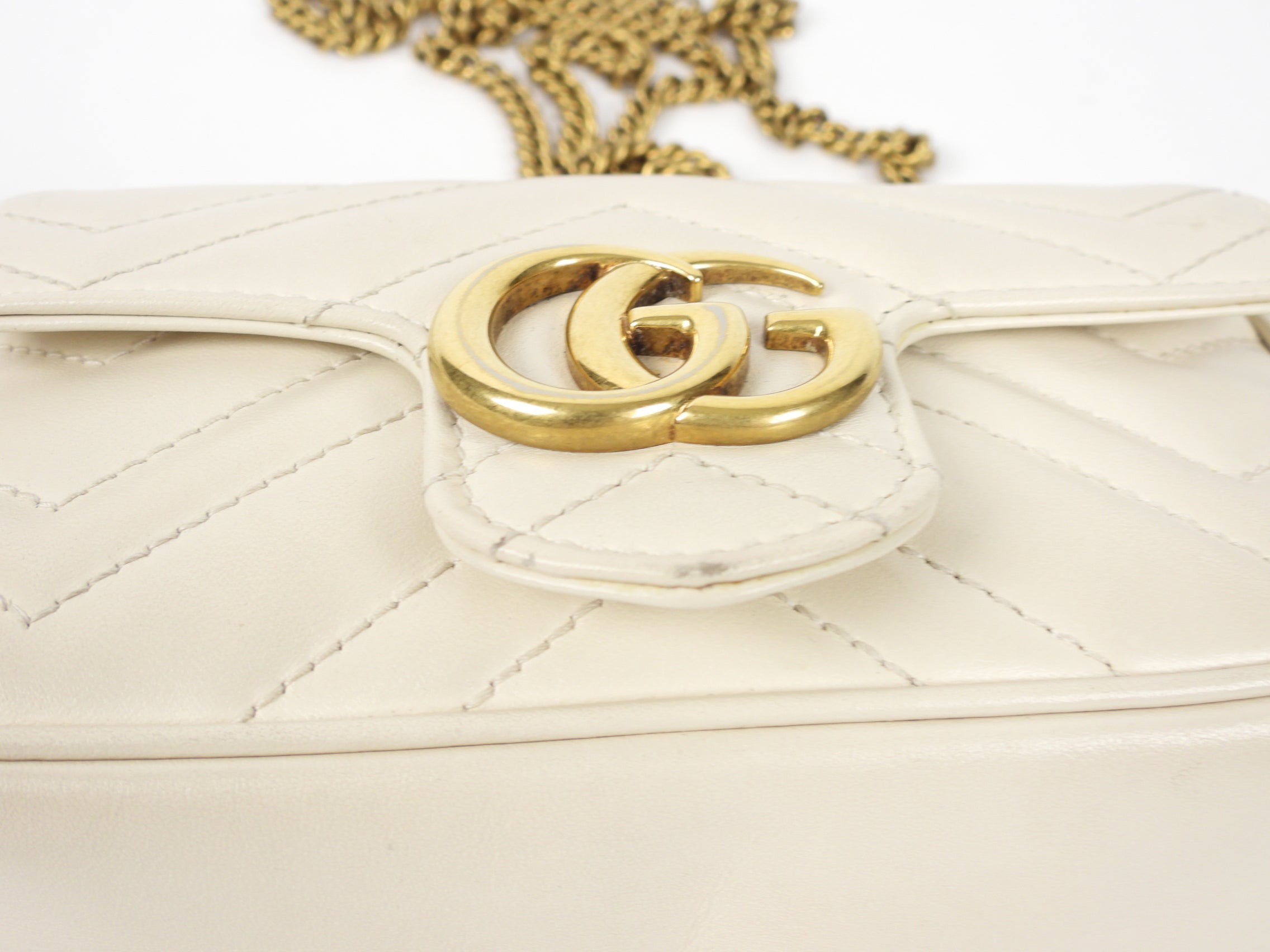 Gucci Ivory Super Mini Matelasse Marmont Bag
