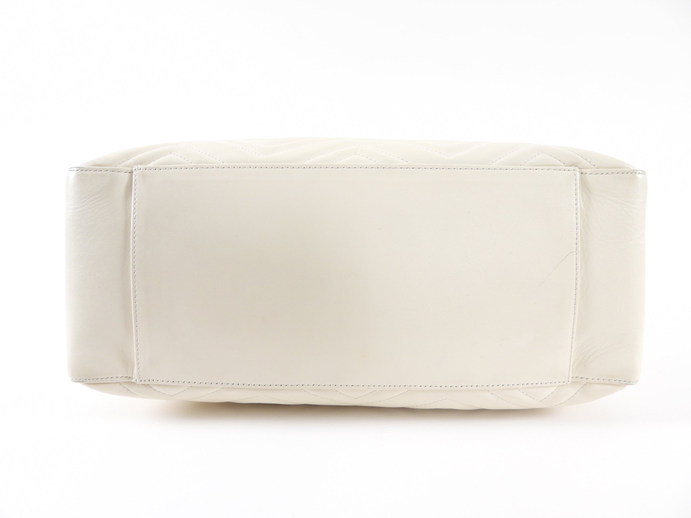 Gucci Marmont Ivory Chevron Leather Large Chain Tote Bag