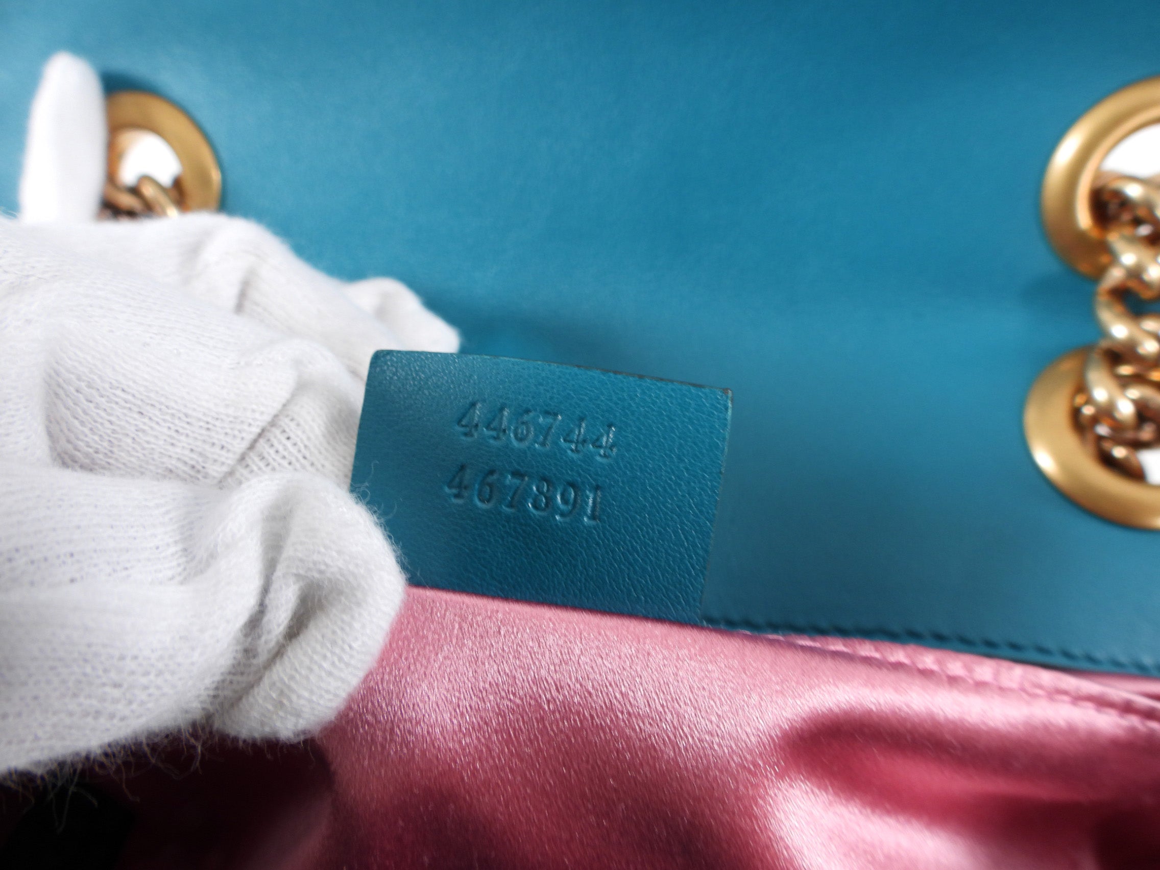 Gucci Mini Blue Turquoise Velvet Marmont Bag