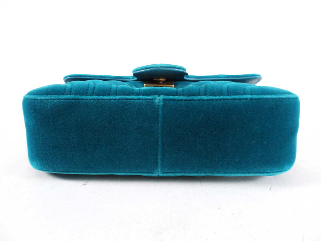 Gucci Mini Blue Turquoise Velvet Marmont Bag
