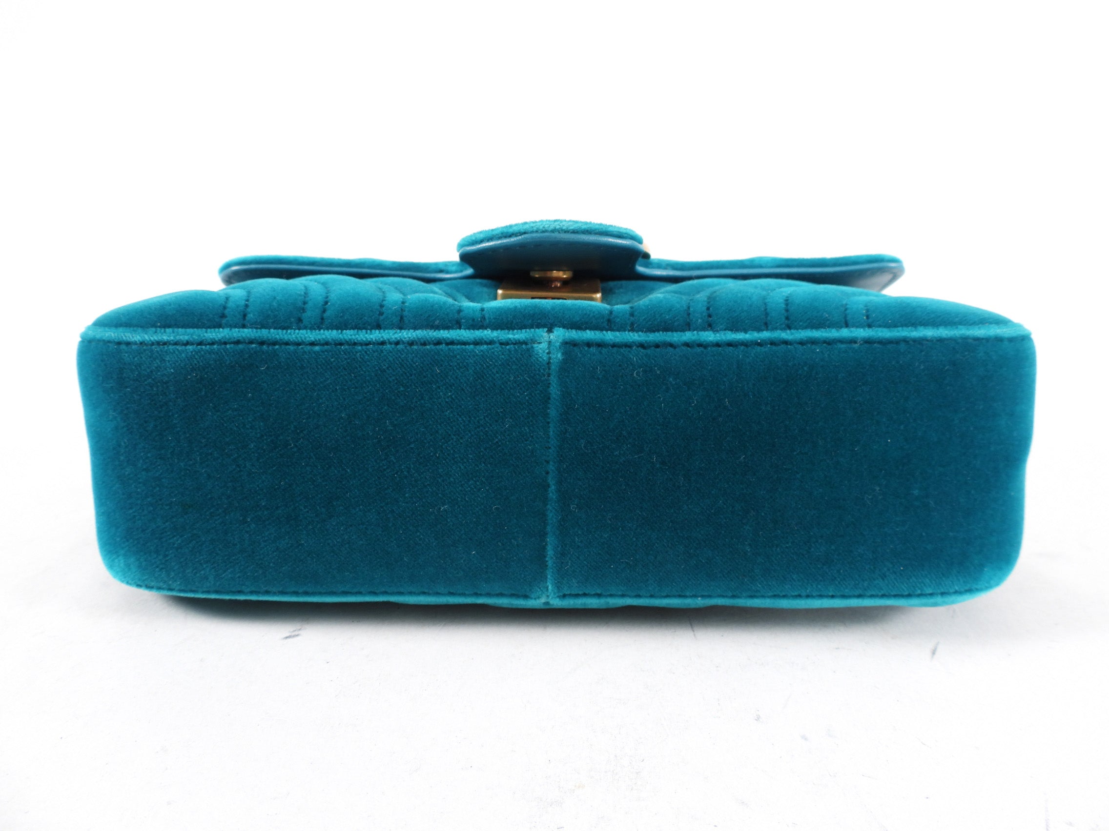 Gucci Mini Blue Turquoise Velvet Marmont Bag