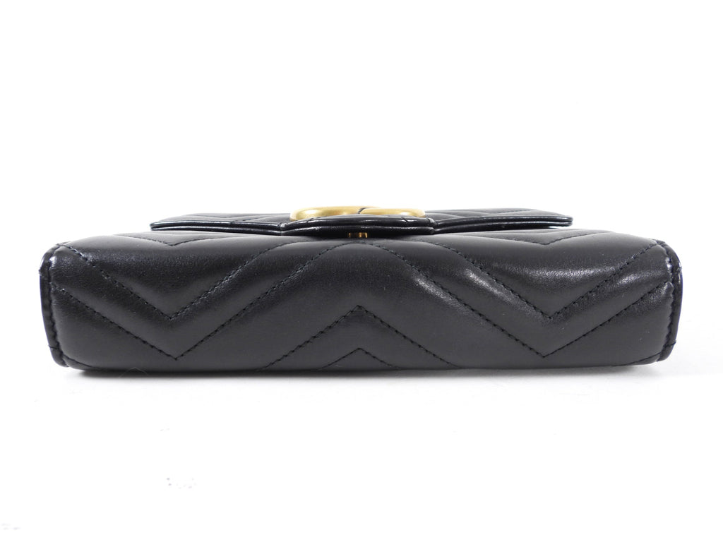 Gucci Black Mini Marmont Matelasse Wallet on Chain