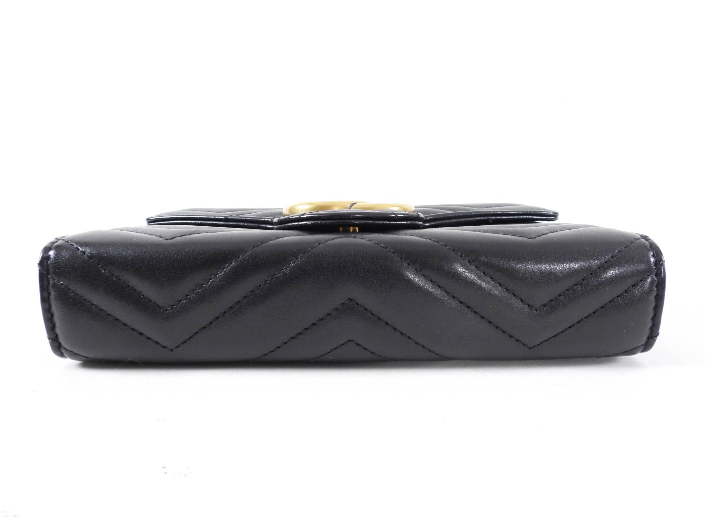 Gucci Black Mini Marmont Matelasse Wallet on Chain