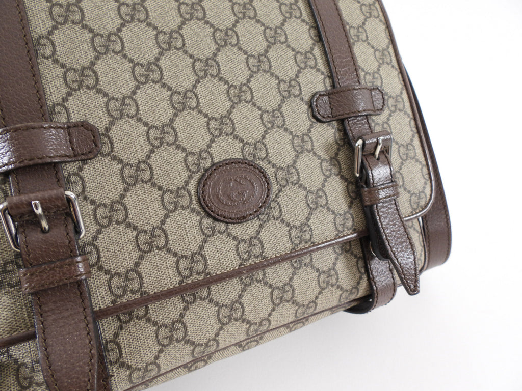 Gucci Brown Monogram Canvas Crossbody Messenger Book Bag
