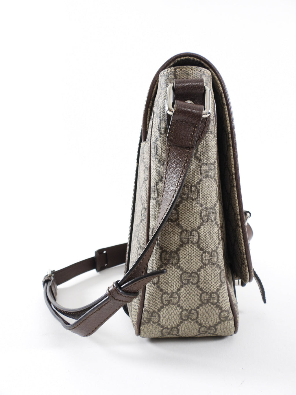 Gucci Brown Monogram Canvas Crossbody Messenger Book Bag