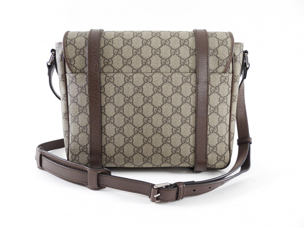 Gucci Brown Monogram Canvas Crossbody Messenger Book Bag