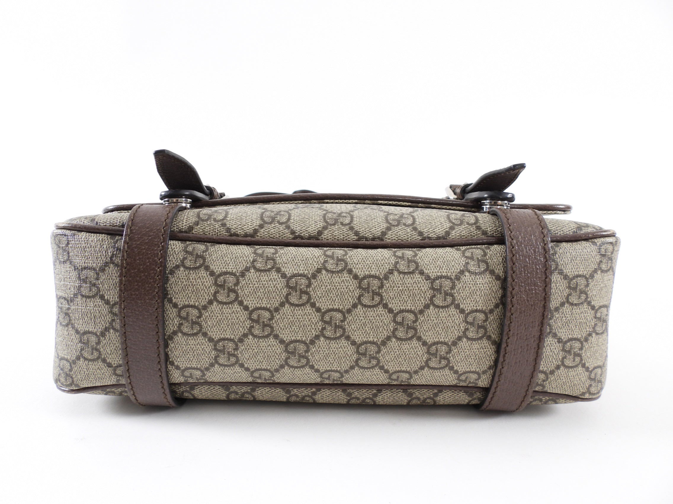 Gucci Brown Monogram Canvas Crossbody Messenger Book Bag