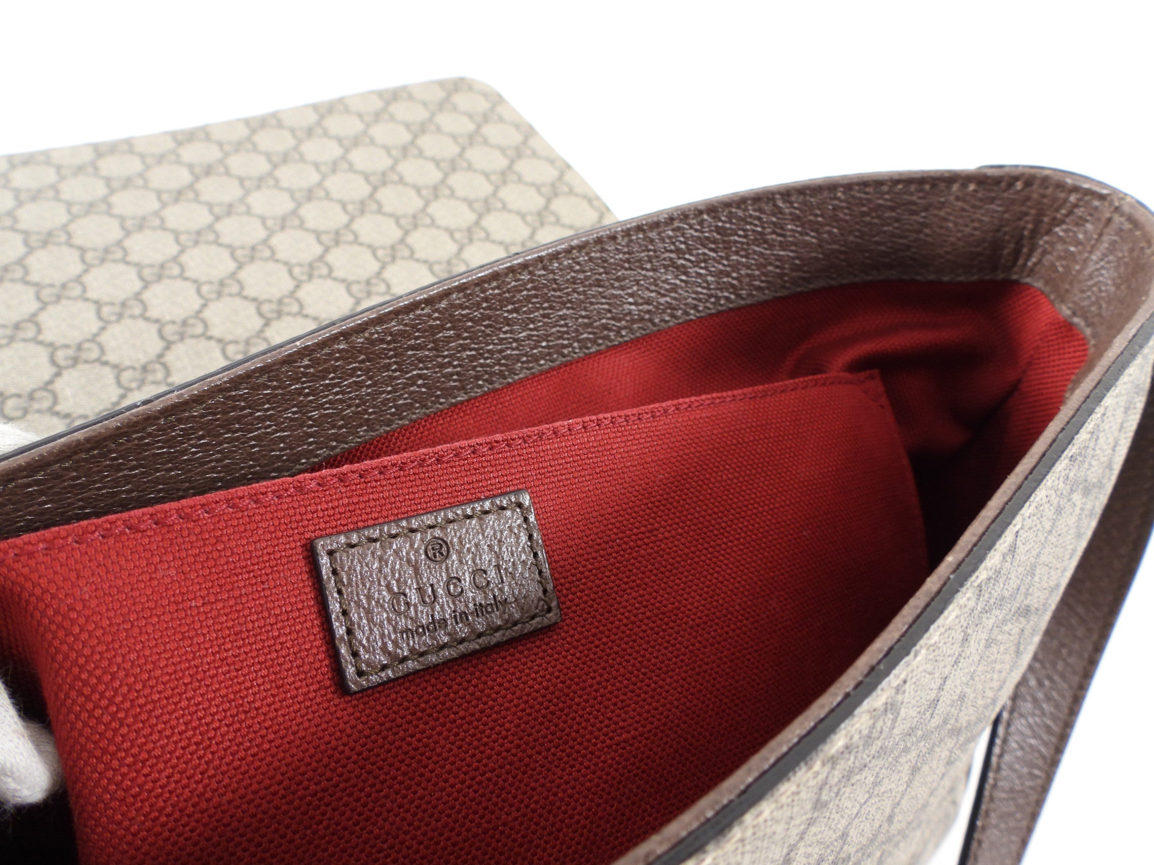 Gucci Brown Monogram Canvas Crossbody Messenger Book Bag