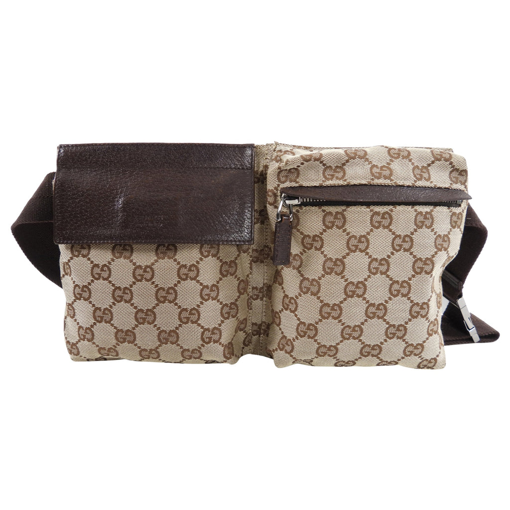 Gucci Brown Monogram Canvas and Leather Belt Bag