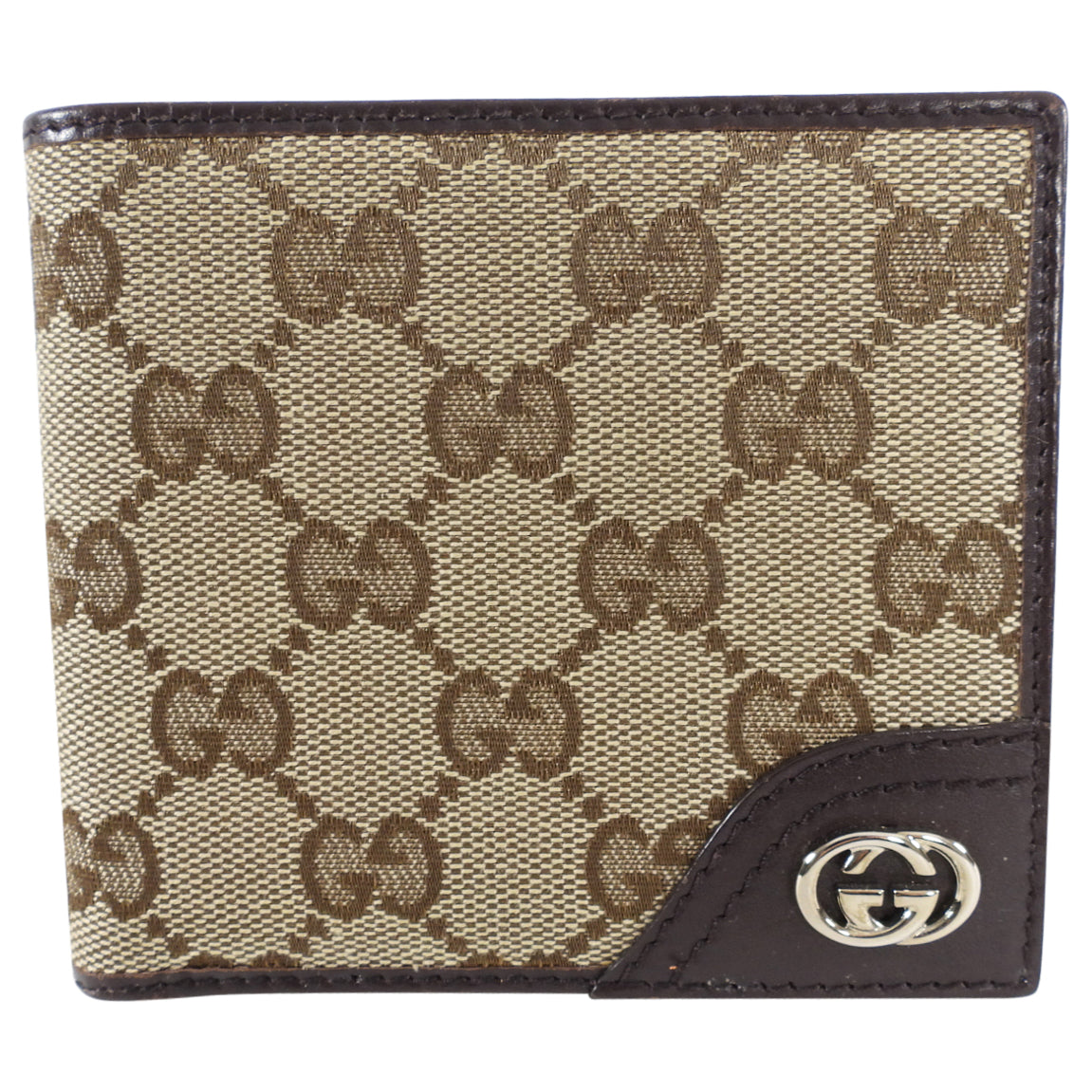 Gucci Brown Monogram Canvas Bifold Wallet