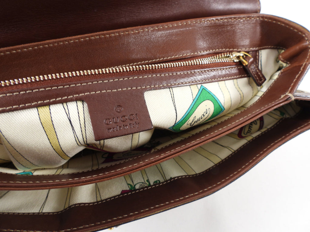 Gucci Peggy Brown Monogram Canvas and Bamboo Two-Way Bag