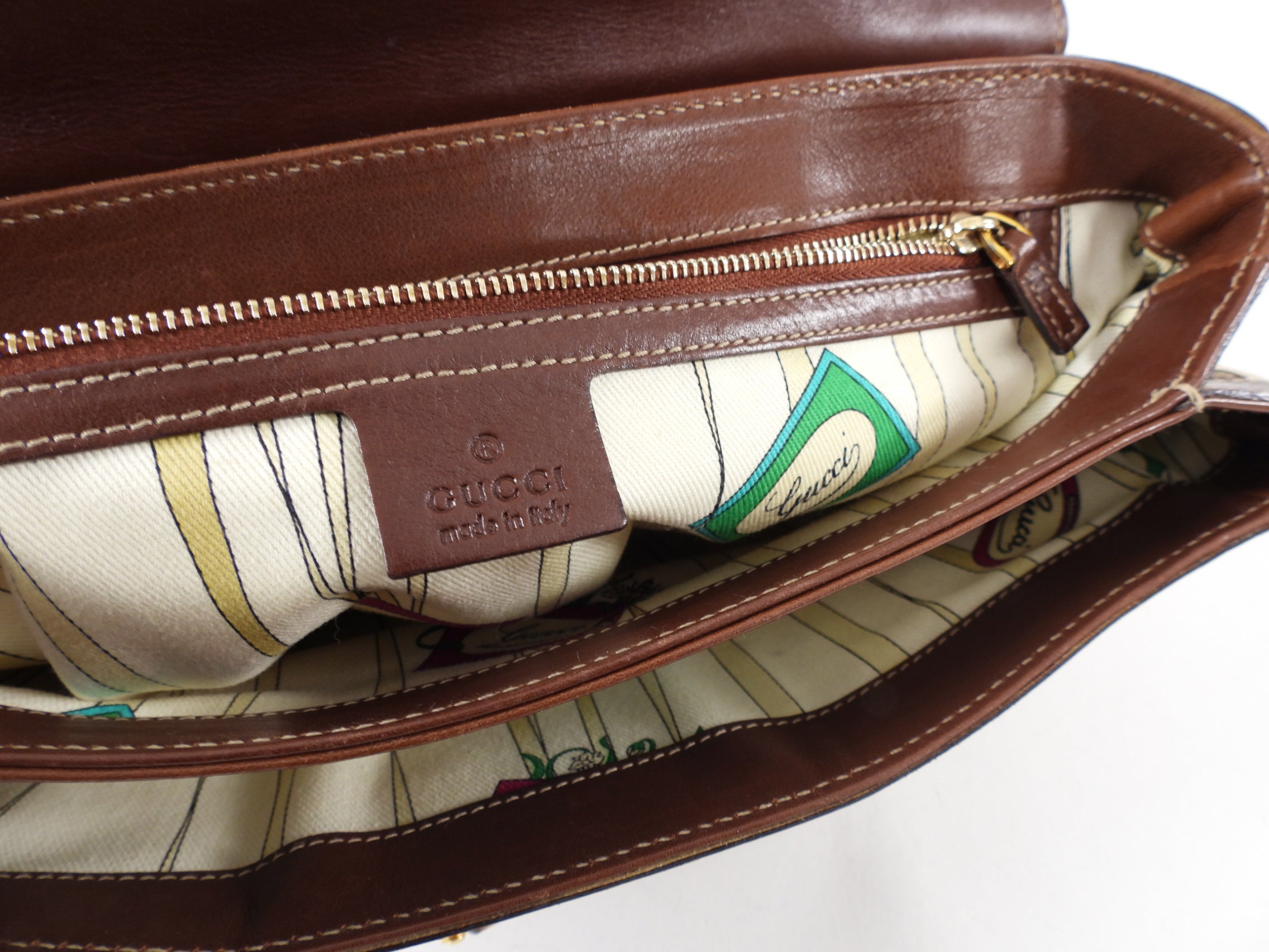 Gucci Peggy Brown Monogram Canvas and Bamboo Two-Way Bag