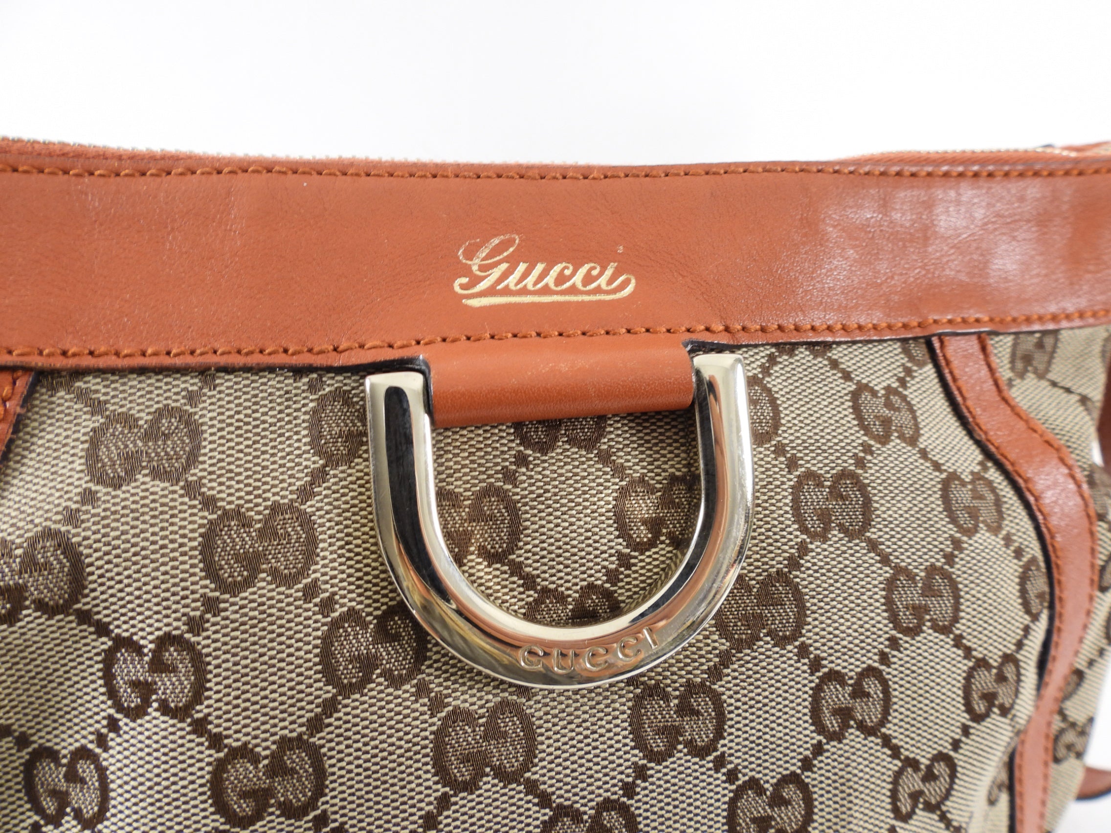 Gucci Monogram Canvas D Ring Abbey Crossbody Bag