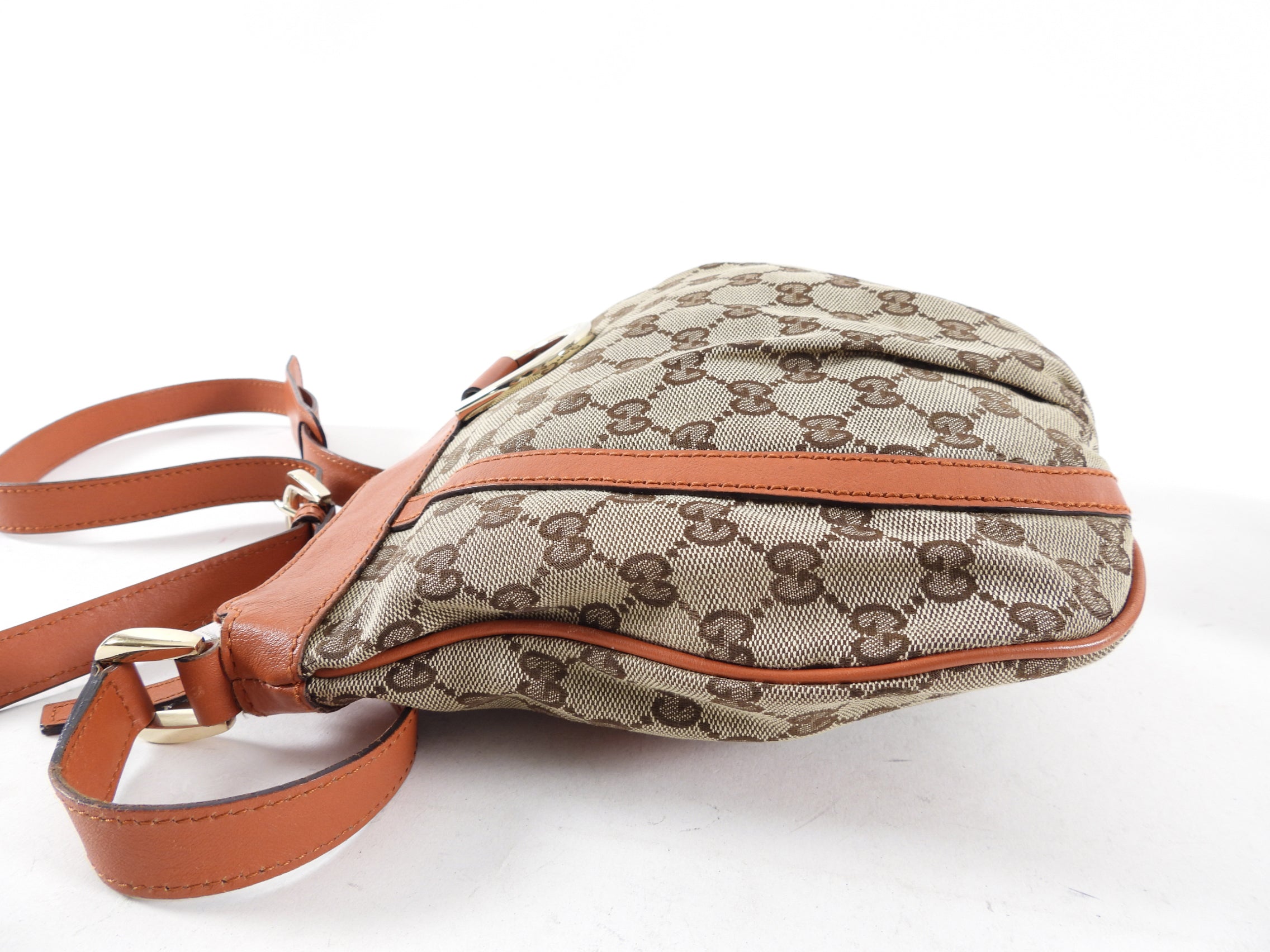 Gucci Monogram Canvas D Ring Abbey Crossbody Bag